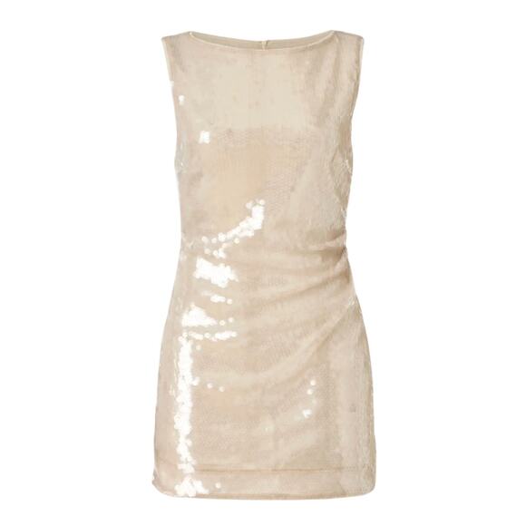 STAUD Eton Sequin Dress in Cream, Size S - Picture 1 of 8